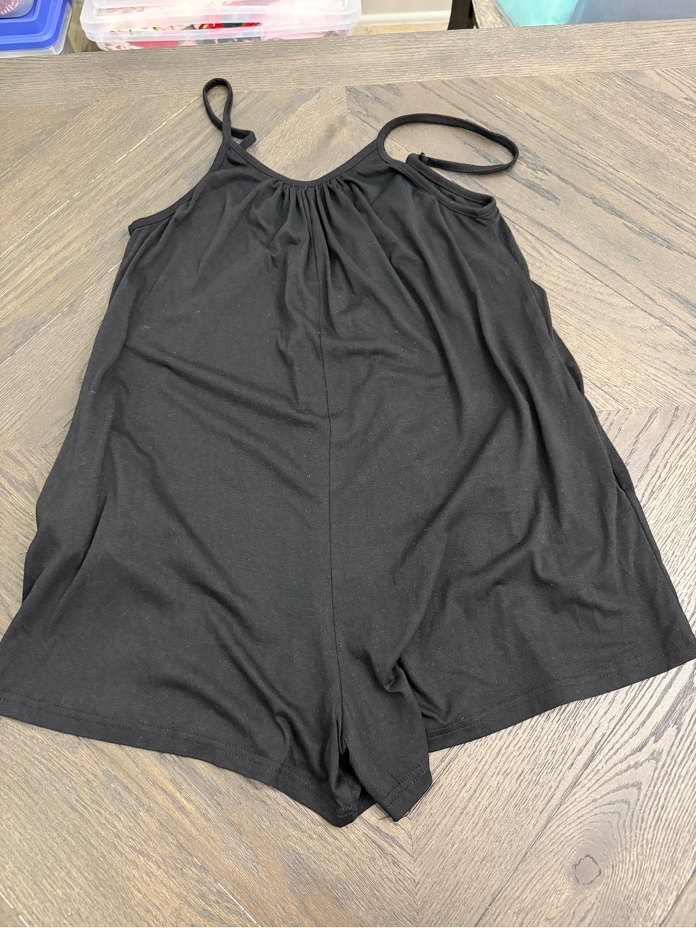 Black Sleeveless Romper with Spaghetti Straps